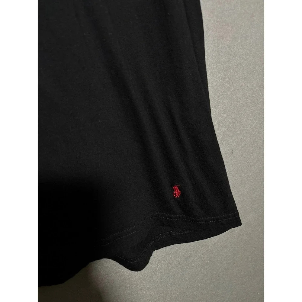 Polo Ralph Lauren Mens XL Black V-Neck T-Shirt Classic Fit Cotton Red Pony‎ Logo